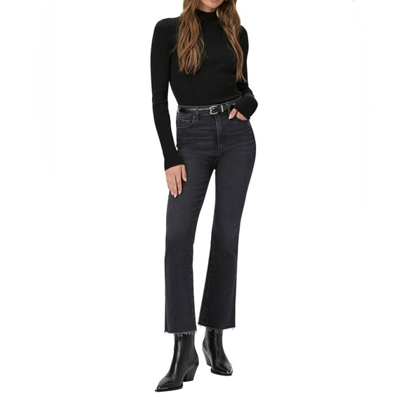 PAIGE Womens Claudine Raw Hem Jeans in Lotus Black - Picture 1 of 11